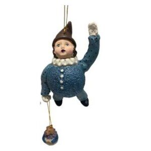 David DeCamp Art - 8" Blue Jester With Dog In Bag Figure